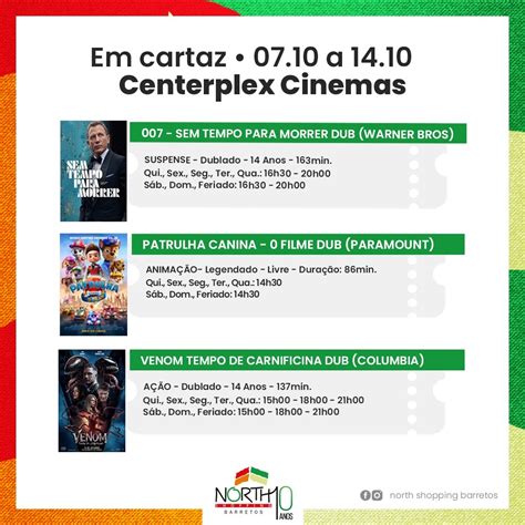 Programação da semana no Centerplex .